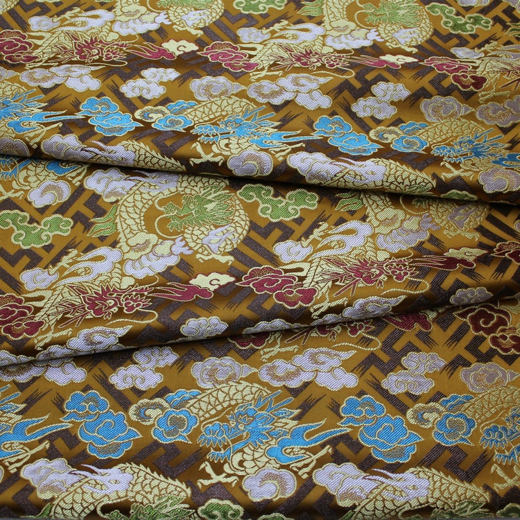 Dragon Robe Fabric: Silk Rayon Cheongsam Material, 29"W