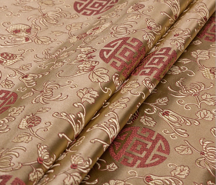 Pomegranate Brocade Fabric: 59" Wide Jacquard Silk Rayon Blend