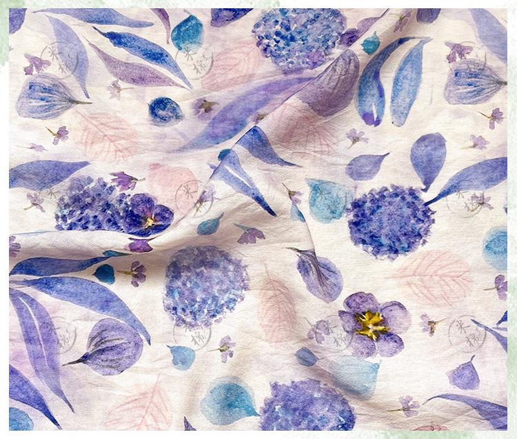 Quilting Fabric, Mist Blue Floral Cotton Fabric: Soft Jacquard Look Sewing Material