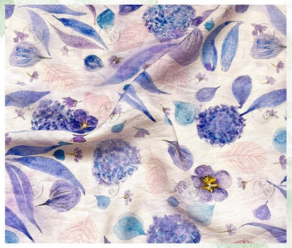 Quilting Fabric, Mist Blue Floral Cotton Fabric: Soft Jacquard Look Sewing Material