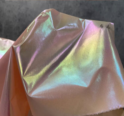 Metallic Silver Pleated Waterproof Fabric: Holographic Padded Jacket Material