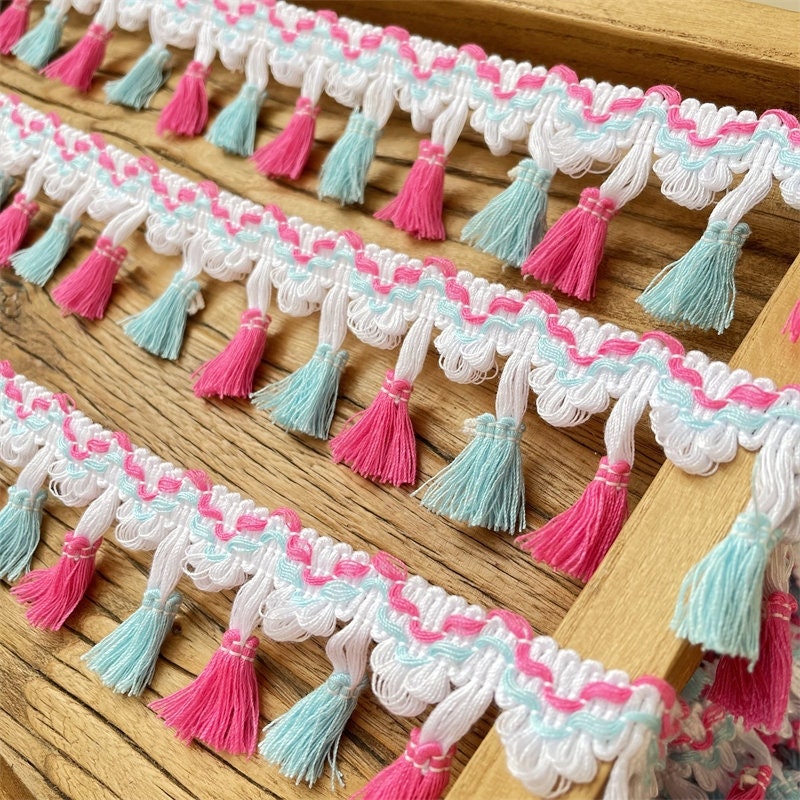 Colorful Tassel Trim: Ethnic Cotton Fabric, 2" Width