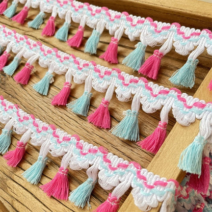 Colorful Tassel Trim: Ethnic Cotton Fabric, 2" Width