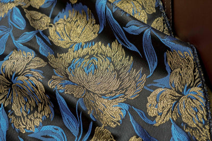 Gold Thread Floral Jacquard Fabric: Vintage Palace Designer Fabric, 62" Wide