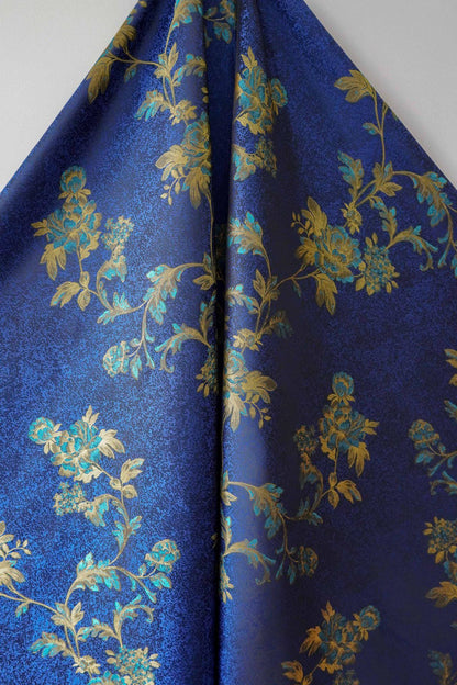 Tissu brocart jacquard à motifs floraux : robe, qipao, décoration intérieure (168 cm de large, polyester, vendu au mètre)