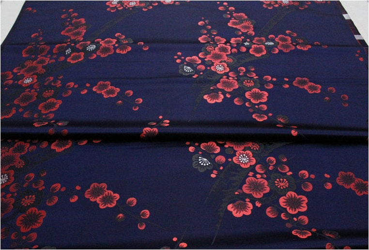 Plum Blossom Brocade Fabric: Chinese Jacquard Silk Rayon Blend (29.5" Wide)