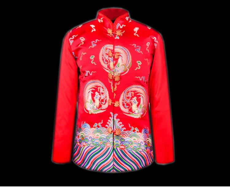 Embroidered Phoenix Brocade Fabric: Chinese Wedding Cheongsam Silk Rayon Blend