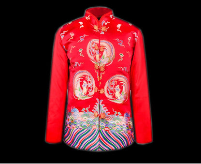 Embroidered Phoenix Brocade Fabric: Chinese Wedding Cheongsam Silk Rayon Blend