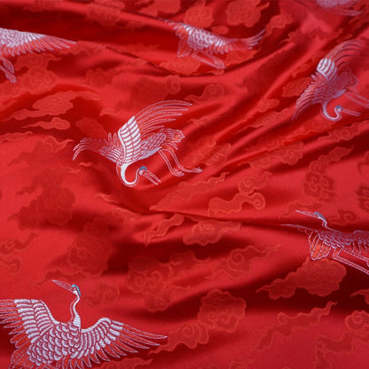 Crane Brocade Fabric: Colorful Silk Rayon Blend, 29" Wide
