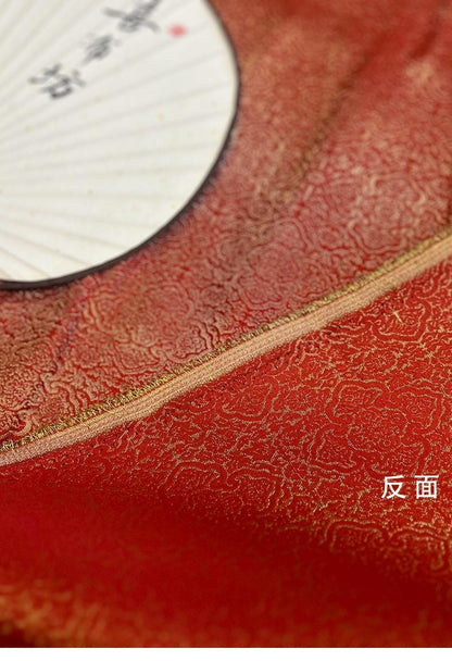 Tissu Baoxiang rouge et or : Tissu métallisé pour robe de mariée (59"W)
