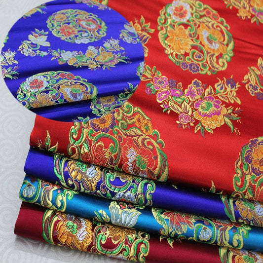 Floral Brocade Chinese Satin Fabric: 29" Wide (By The Meter)
