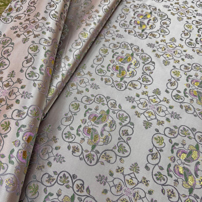 Silk Brocade Fabric: Mandarin Duck Foil Damask (45"W)