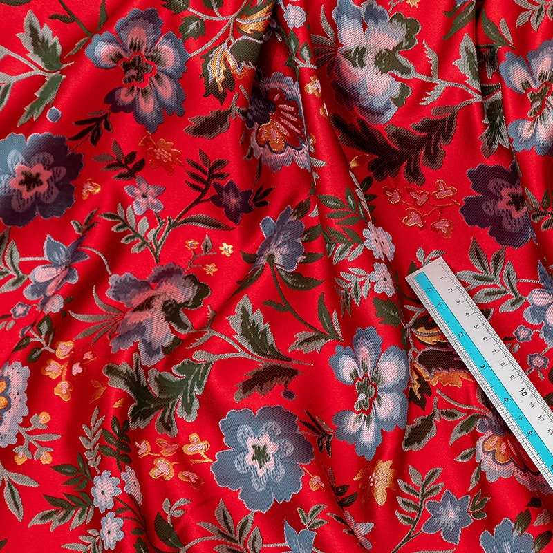 Tissu brocart jacquard Nishijin : tissu réversible à motifs floraux pour kimono, 150 cm de large