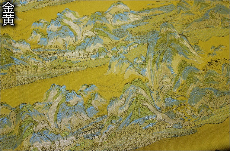 Chinese Silk Brocade Fabric: Ancient Paintings Pattern, 55" Wide