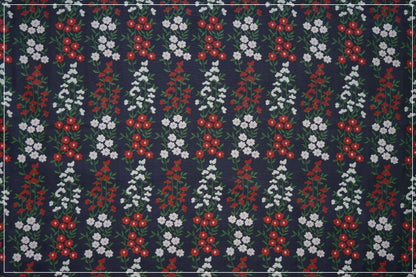 Dark Blue Floral Jacquard Fabric: Reversible Embossed Weave, 57"W
