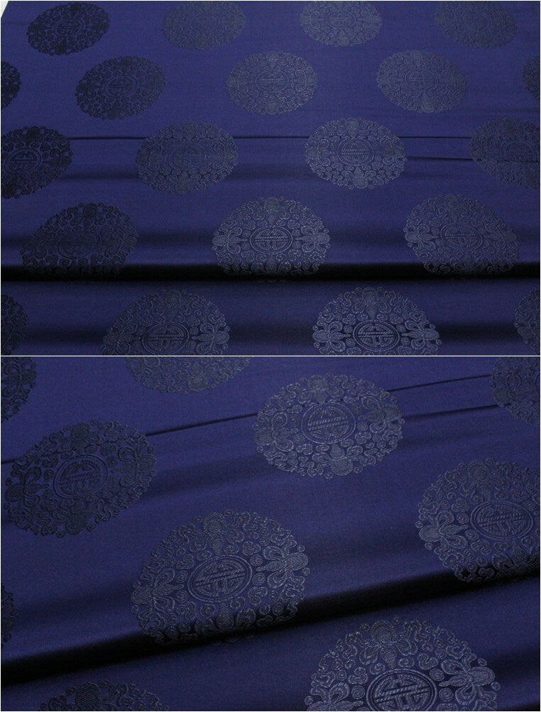 Chinese Fu Symbol Brocade Jacquard Satin Fabric - 29.5"W