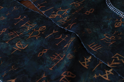 Oracle Silky Satin Fabric: Ancient Pattern Digital Print, 59"W