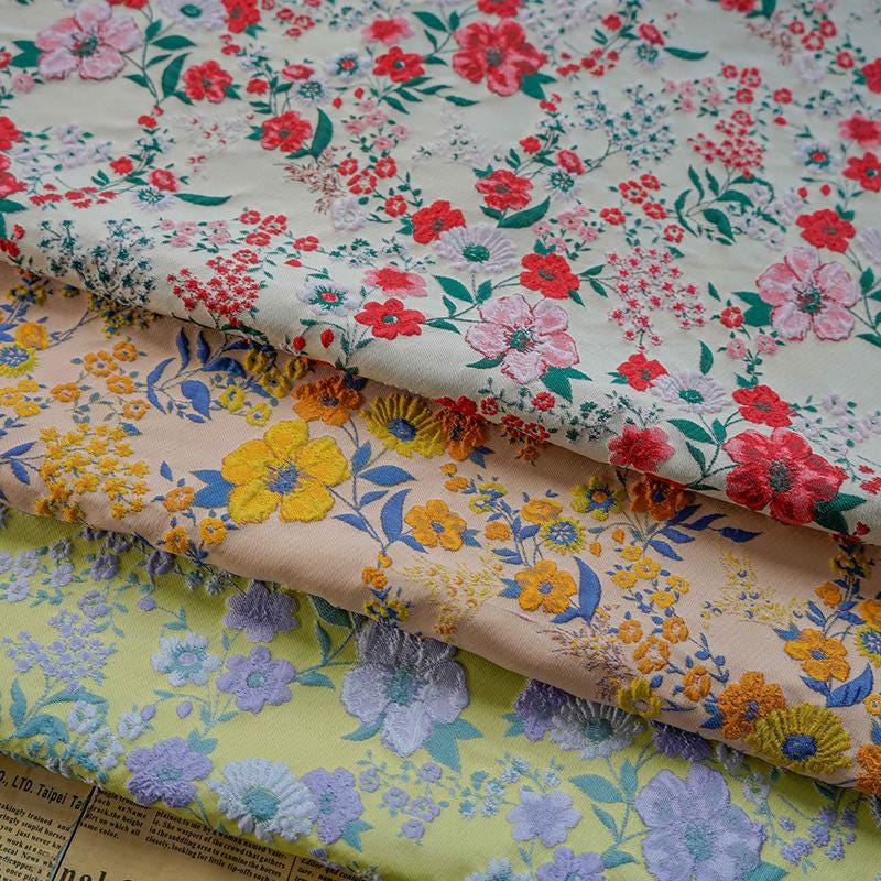 French Floral Jacquard Fabric: Upholstery & Costume Sewing, 55" Wide