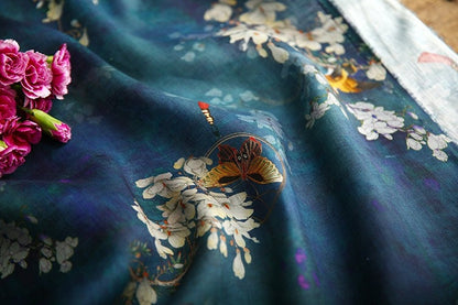 Jade Green Floral Ramie Fabric: Natural Fiber, Upholstery & Sewing (57"W)