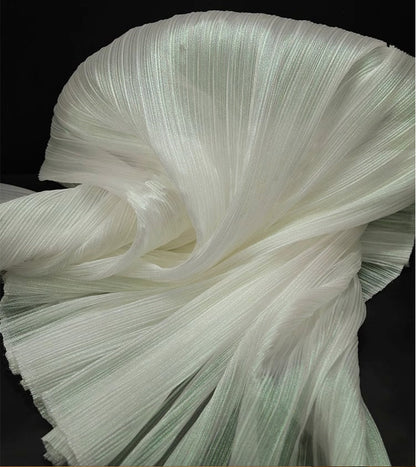 Pleated Organza Fabric: Shiny Crinkled Texture, 55" Wide