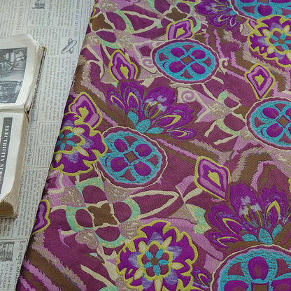 Tissu jacquard gaufré : brocart floral géométrique abstrait, 150 cm de large