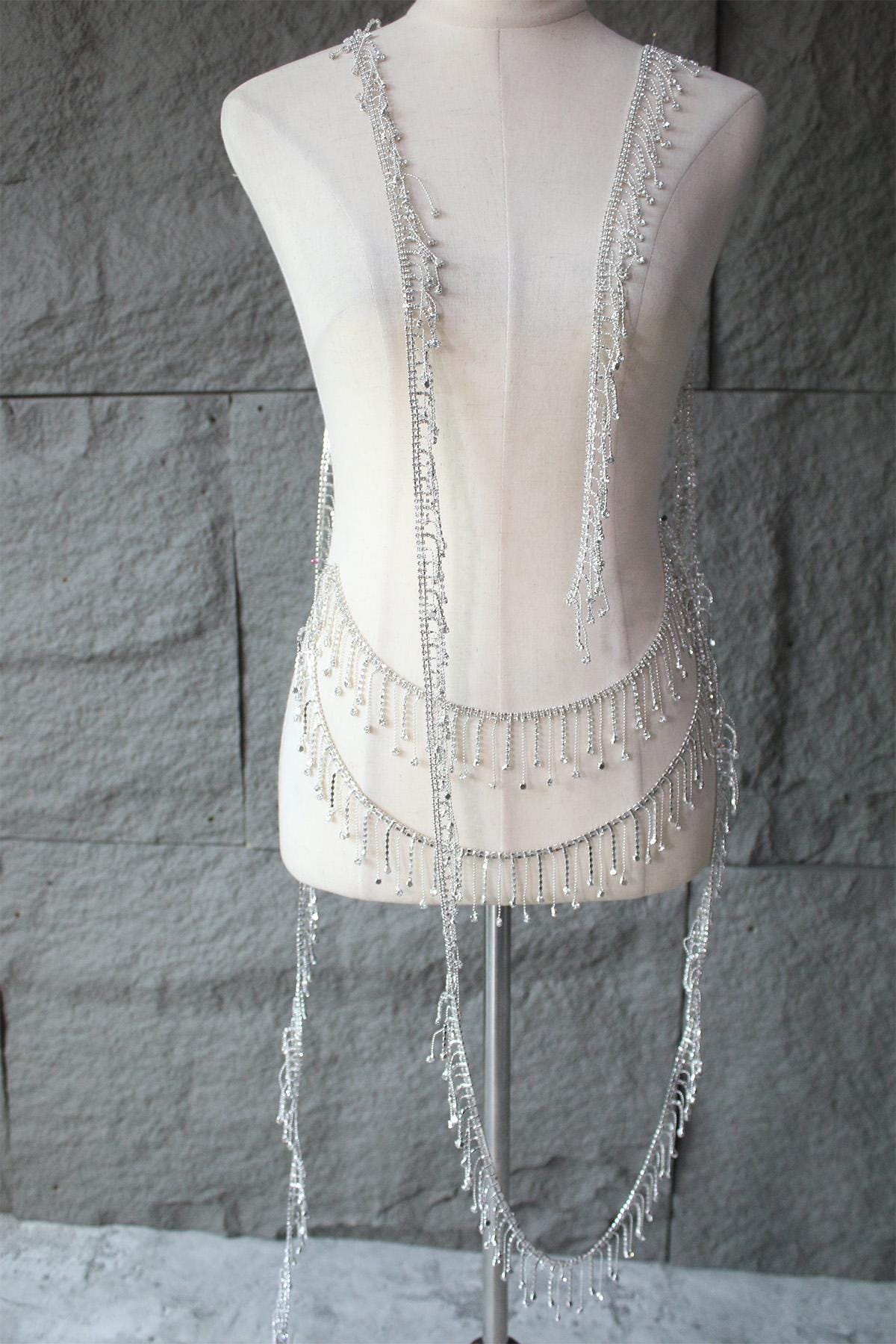 Chaîne à pompons en strass : garniture à paillettes de cristal, accessoire de robe de mariée à faire soi-même