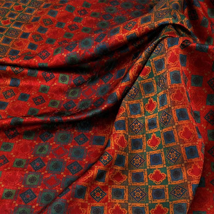 Asian Totem Tea Silk Satin Fabric - 59" Wide - Costume & Decor