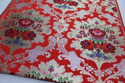 Tissu brocart de soie : motif floral pivoine dahlia, 74 cm de large, tissu de mariage
