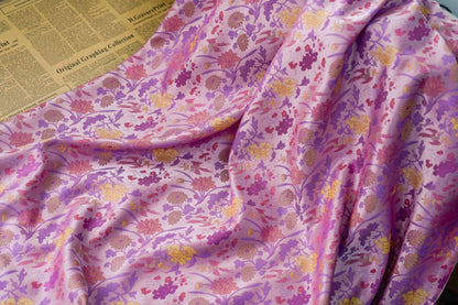 Vintage Jacquard Fabric: 3D Vivid Purple Floral, 55" Wide By The Meter