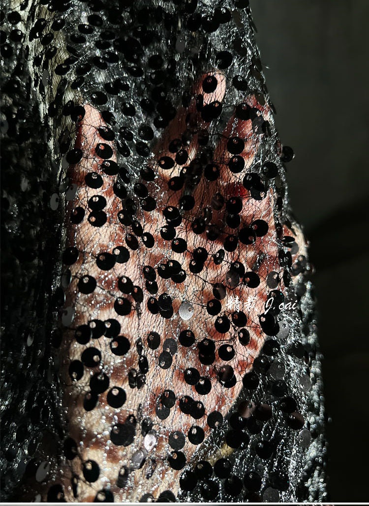 Fish Scale Sequin Mesh Fabric, 59"W Laser Jacquard, Prom Dress Sewing