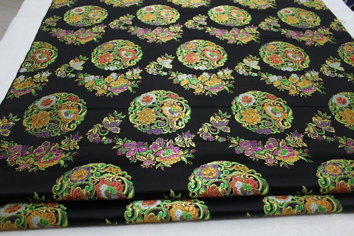 Floral Brocade Chinese Satin Fabric: 29" Wide (By The Meter)