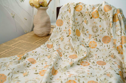 Tissu brocart champagne à motif floral : jacquard chinois, largeur 150 cm