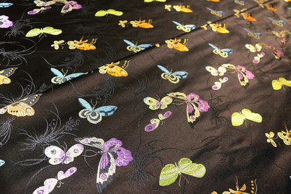 Black Butterfly Brocade Fabric: 59"W Rayon Textiles, Home Decor