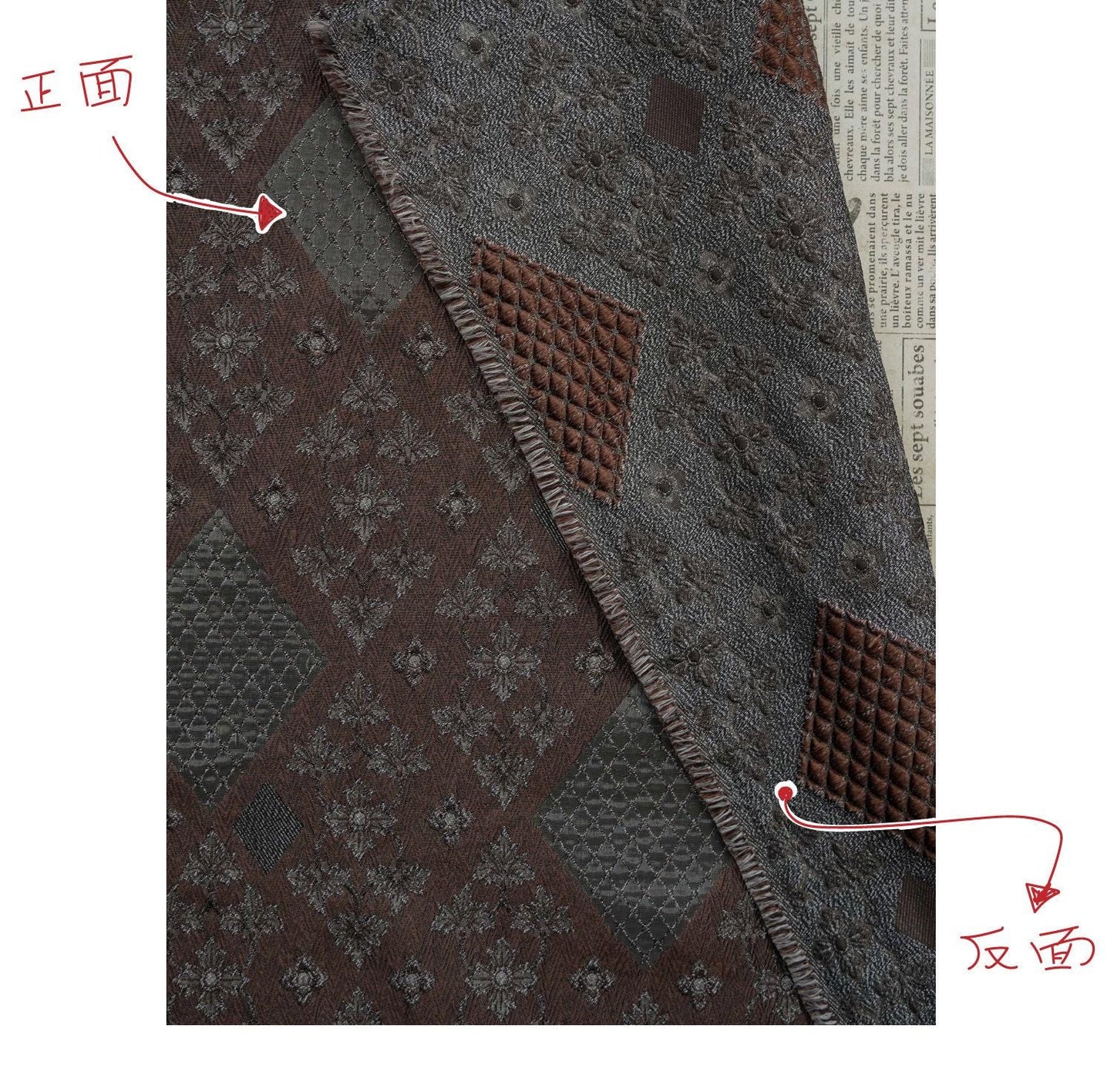 Ethnic Style 3D Embossed Geometric Diamond Jacquard Fabric ��� Vintage Inspire"W