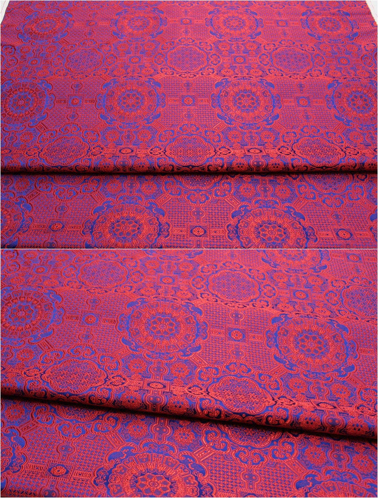 Gold Jacquard Fabric: Tortoise Bone Pattern Silk Rayon Blend