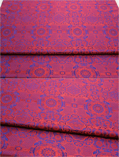 Gold Jacquard Fabric: Tortoise Bone Pattern Silk Rayon Blend