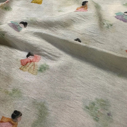 Tencel Ramie Fabric: Lady of the Tang Dynasty Print, 55" Wide