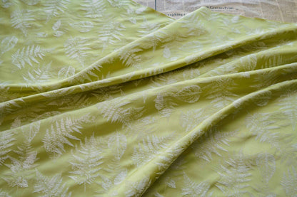Vintage Jacquard Brocade Fabric: Fern Leaf Sewing Material, 59" Wide
