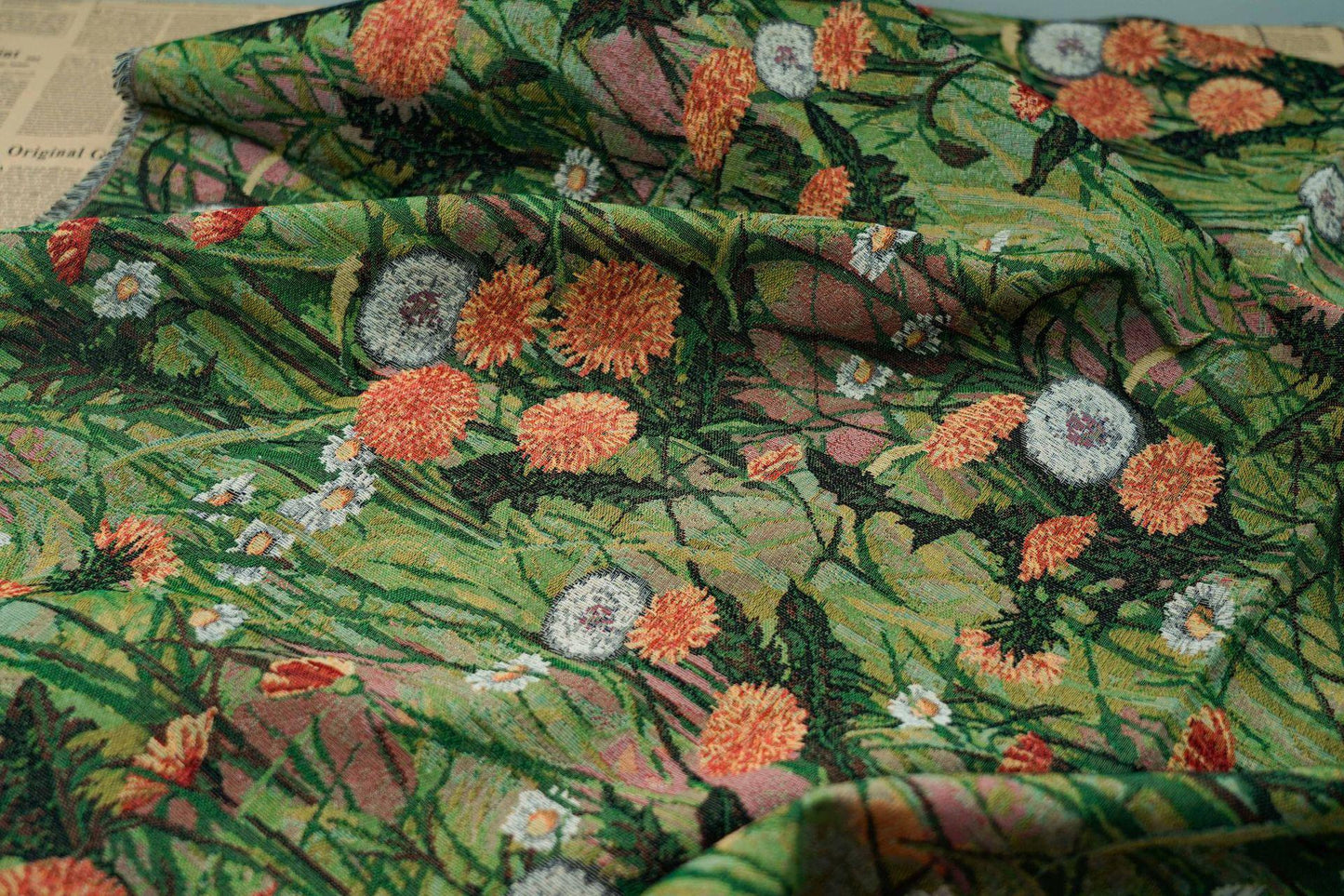 Floral Jacquard Woven Fabric: Oil Painting Style, 55" Wide