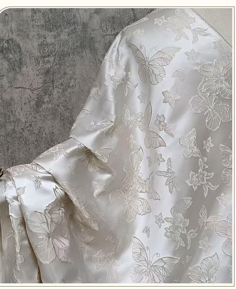 Butterfly 3D Embossed Woven Jacquard Fabric for Dressmaking & Crafts, 58"Wide