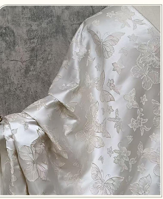 Tissu jacquard tissé à motif papillon 3D en relief pour la confection de vêtements et les loisirs créatifs, largeur 58 pouces