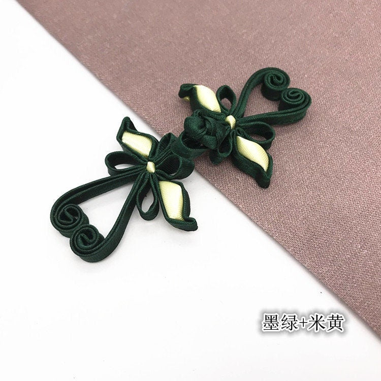 Boutons de cheongsam papillon en satin : attaches décoratives en forme de nœud (paire)