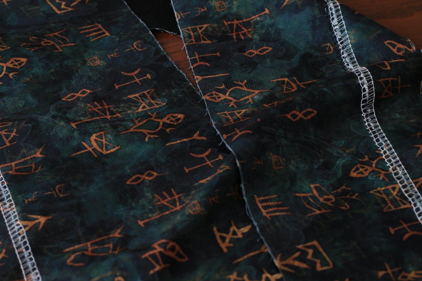 Oracle Silky Satin Fabric: Ancient Pattern Digital Print, 59"W
