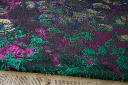 Embossed Jacquard Fabric: Retro Dark Green Bronzing Metallic Designer Fabric