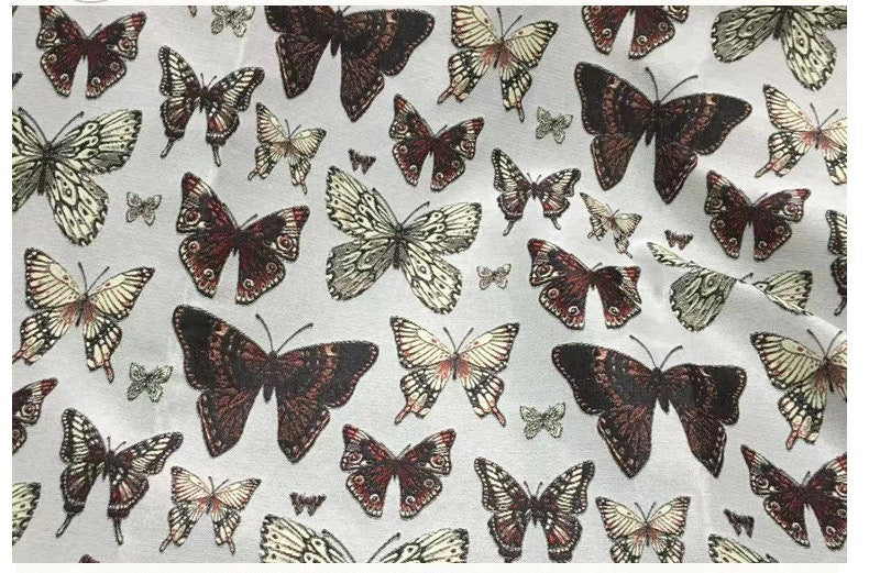 Butterfly Jacquard Fabric: 3D Texture Gold Thread Polyester, 65" Wide