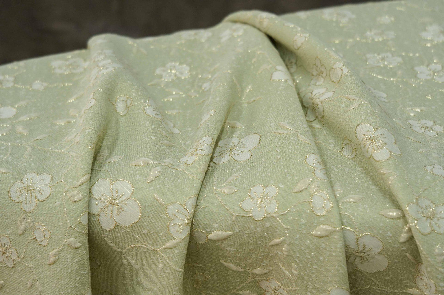Reversible Jacquard Fabric: Gold Floral Embossed Upholstery, 56"W