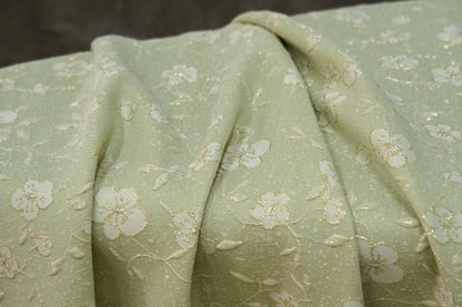 Reversible Jacquard Fabric: Gold Floral Embossed Upholstery, 56"W