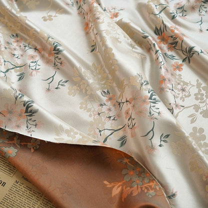 Floral Print Satin Fabric: Soft Polyester Material, 65" Wide