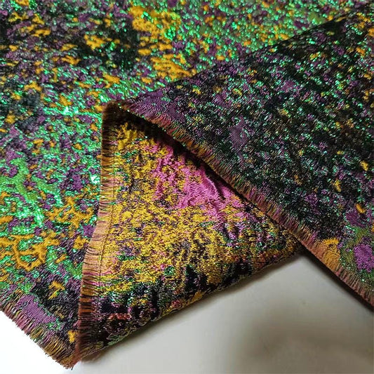 Reversible Jacquard Brocade Fabric with Oil Painting Effect & Metallic Threads, 56"Wide