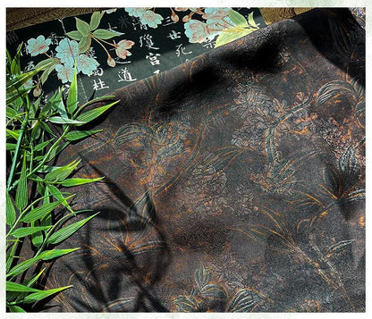 Floral Print Satin Tea Silk Fabric | Ash Gray, 59" Wide